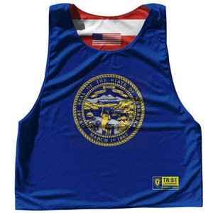 Nebraska State Flag and American Flag Reversible Lacrosse Pinnie Made In USA - Royal Blue Nebraska State Flag and American Flag Reversible Lacrosse Pinnie Made In USA - Royal Blue