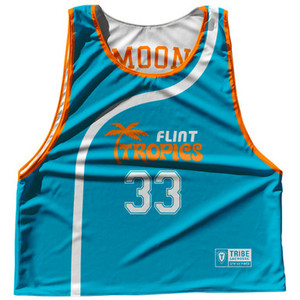 Flint Tropics Moon 33 Blue Side Reversible Lacrosse Pinnie Made In USA - Blue