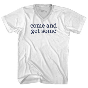 Come And Get Some Rage Font Adult Tri-Blend V-neck T-shirt - White Come And Get Some Rage Font Adult Tri-Blend V-neck T-shirt - White