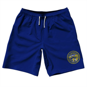 Nebraska US State Flag 10" Swim Shorts Made in USA - Blue Nebraska US State Flag 10" Swim Shorts Made in USA - Blue