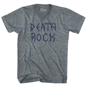 Death Rock Tri-Blend V-neck Womens Junior Cut T-shirt - Athletic Grey Death Rock Tri-Blend V-neck Womens Junior Cut T-shirt - Athletic Grey