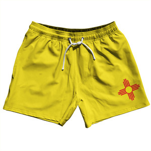 New Mexico US State Flag 5" Swim Shorts Made in USA - Yellow New Mexico US State Flag 5" Swim Shorts Made in USA - Yellow