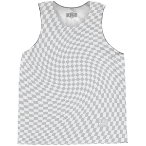Warped Checkerboard Basketball Singlets - Grey Medium And White Warped Checkerboard Basketball Singlets - Grey Medium And White