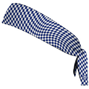 Warped Checkerboard Headband Made In USA - Blue Royal And White
