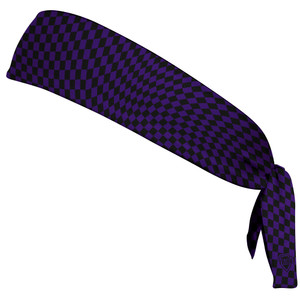 Warped Checkerboard Headband Made In USA - Purple Lakers And Black Warped Checkerboard Headband Made In USA - Purple Lakers And Black