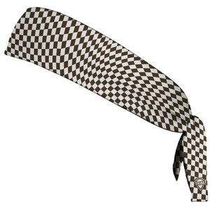 Warped Checkerboard Headband Made In USA - Brown Dark And White Warped Checkerboard Headband Made In USA - Brown Dark And White