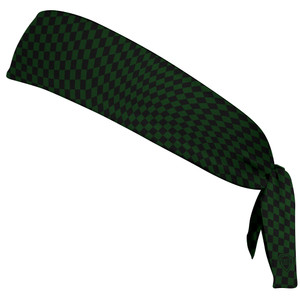 Warped Checkerboard Headband Made In USA - Green Forest And Black Warped Checkerboard Headband Made In USA - Green Forest And Black