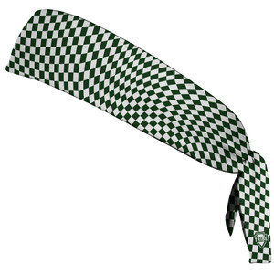 Warped Checkerboard Headband Made In USA - Green Forest And White Warped Checkerboard Headband Made In USA - Green Forest And White