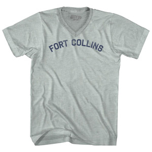Fort Collins Adult Tri-Blend V-neck T-shirt - Athletic Cool Grey