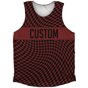 Warped Checkerboard Custom Athletic Tank Top - Red Maroon And Black Warped Checkerboard Custom Athletic Tank Top - Red Maroon And Black