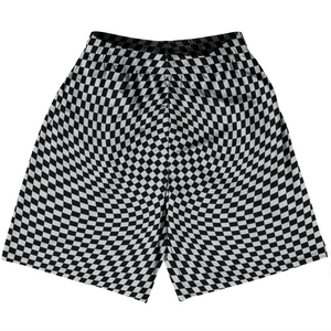 Warped Checkerboard Basketball Practice Shorts Made In USA - Grey Medium And Black Warped Checkerboard Basketball Practice Shorts Made In USA - Grey Medium And Black