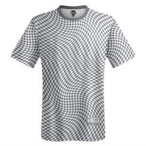 Warped Checkerboard Lacrosse Shooter Shirt - Grey Dark And White Warped Checkerboard Lacrosse Shooter Shirt - Grey Dark And White