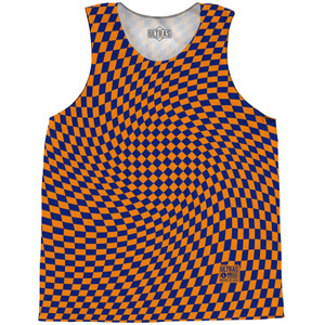 Warped Checkerboard Basketball Singlets - Blue Royal And Tennessee Orange Warped Checkerboard Basketball Singlets - Blue Royal And Tennessee Orange