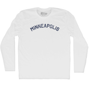 Minneapolis Adult Cotton Long Sleeve T-shirt - White