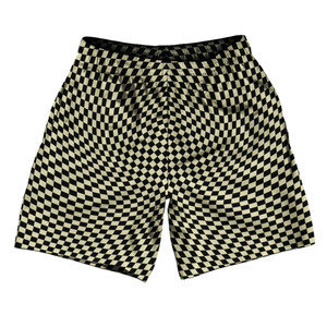 Warped Checkerboard Athletic Running Fitness Exercise Shorts 7" Inseam Shorts Made In USA - Vegas Gold And Black Warped Checkerboard Athletic Running Fitness Exercise Shorts 7" Inseam Shorts Made In USA - Vegas Gold And Black