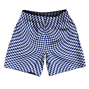 Warped Checkerboard Athletic Running Fitness Exercise Shorts 7" Inseam Shorts Made In USA - Blue Royal And White Warped Checkerboard Athletic Running Fitness Exercise Shorts 7" Inseam Shorts Made In USA - Blue Royal And White