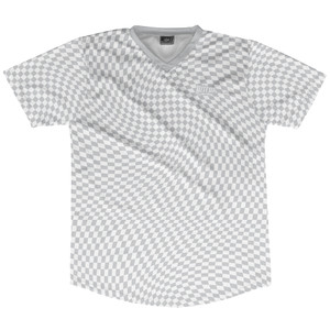 Warped Checkerboard Soccer Jersey Made In USA - Grey Medium And White Warped Checkerboard Soccer Jersey Made In USA - Grey Medium And White