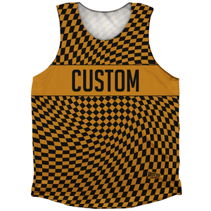 Warped Checkerboard Custom Athletic Tank Top - Orange Burnt And Black Warped Checkerboard Custom Athletic Tank Top - Orange Burnt And Black