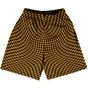 Warped Checkerboard Basketball Practice Shorts Made In USA - Orange Burnt And Black Warped Checkerboard Basketball Practice Shorts Made In USA - Orange Burnt And Black