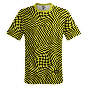 Warped Checkerboard Lacrosse Shooter Shirt - Yellow Bright And Black Warped Checkerboard Lacrosse Shooter Shirt - Yellow Bright And Black