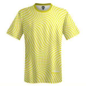 Warped Checkerboard Lacrosse Shooter Shirt - Yellow Bright And White Warped Checkerboard Lacrosse Shooter Shirt - Yellow Bright And White
