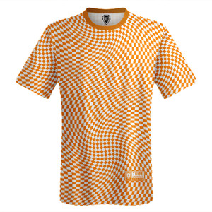 Warped Checkerboard Lacrosse Shooter Shirt - Orange Tennessee And White Warped Checkerboard Lacrosse Shooter Shirt - Orange Tennessee And White