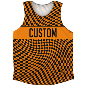 Warped Checkerboard Custom Athletic Tank Top - Orange Tennessee And Black Warped Checkerboard Custom Athletic Tank Top - Orange Tennessee And Black