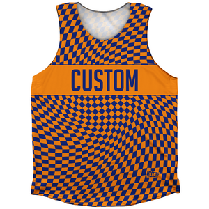 Warped Checkerboard Custom Athletic Tank Top - Blue Royal And Tennessee Orange Warped Checkerboard Custom Athletic Tank Top - Blue Royal And Tennessee Orange