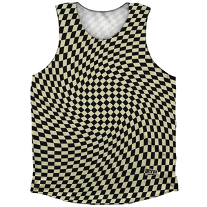 Warped Checkerboard Athletic Tank Top - Vegas Gold And Black