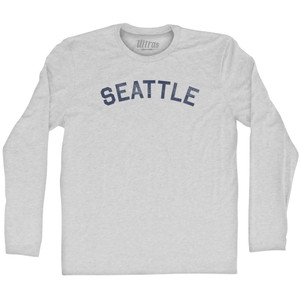 Seattle Adult Cotton Long Sleeve T-shirt - Grey Heather