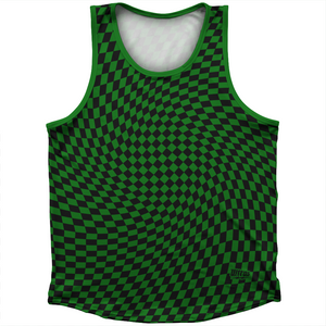 Warped Checkerboard Athletic Sport Tank Top Made In USA - Green Kelly And Black Warped Checkerboard Athletic Sport Tank Top Made In USA - Green Kelly And Black