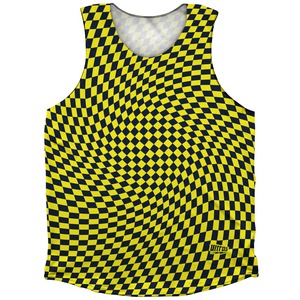 Warped Checkerboard Athletic Tank Top - Blue Navy And Yellow Bright Warped Checkerboard Athletic Tank Top - Blue Navy And Yellow Bright
