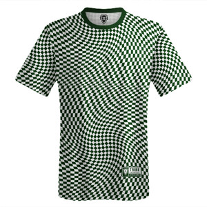 Warped Checkerboard Lacrosse Shooter Shirt - Green Forest And White Warped Checkerboard Lacrosse Shooter Shirt - Green Forest And White