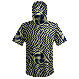 Warped Checkerboard Sport Hoodie - Blue Navy And Vegas Gold