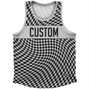 Warped Checkerboard Custom Athletic Sport Tank Top Made In USA - Grey Medium And Black Warped Checkerboard Custom Athletic Sport Tank Top Made In USA - Grey Medium And Black