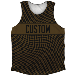 Warped Checkerboard Custom Athletic Tank Top - Brown Dark And Black Warped Checkerboard Custom Athletic Tank Top - Brown Dark And Black