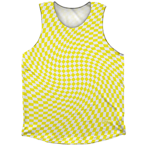 Warped Checkerboard Athletic Tank Top - Yellow Bright And White Warped Checkerboard Athletic Tank Top - Yellow Bright And White