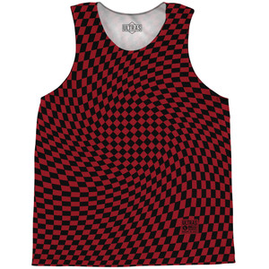 Warped Checkerboard Basketball Singlets - Red Cardinal And Black Warped Checkerboard Basketball Singlets - Red Cardinal And Black