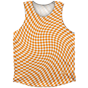 Warped Checkerboard Athletic Tank Top - Orange Tennessee And White Warped Checkerboard Athletic Tank Top - Orange Tennessee And White