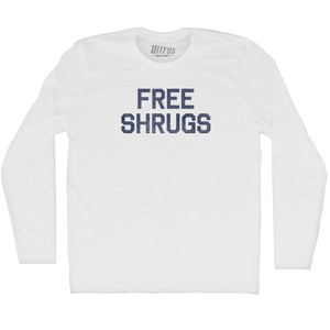 Free Shrugs Adult Cotton Long Sleeve T-shirt - White