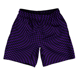 Warped Checkerboard Athletic Running Fitness Exercise Shorts 7" Inseam Shorts Made In USA - Purple Lakers And Black Warped Checkerboard Athletic Running Fitness Exercise Shorts 7" Inseam Shorts Made In USA - Purple Lakers And Black