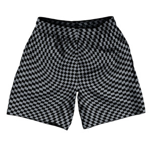 Warped Checkerboard Athletic Running Fitness Exercise Shorts 7" Inseam Shorts Made In USA - Grey Dark And Black Warped Checkerboard Athletic Running Fitness Exercise Shorts 7" Inseam Shorts Made In USA - Grey Dark And Black