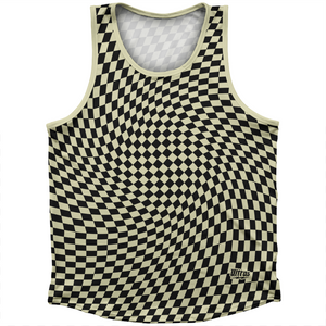 Warped Checkerboard Athletic Sport Tank Top Made In USA - Vegas Gold And Black Warped Checkerboard Athletic Sport Tank Top Made In USA - Vegas Gold And Black