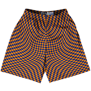 Warped Checkerboard Lacrosse Shorts Made In USA - Blue Royal And Tennessee Orange Warped Checkerboard Lacrosse Shorts Made In USA - Blue Royal And Tennessee Orange