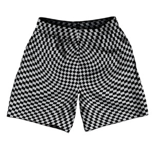 Warped Checkerboard Athletic Running Fitness Exercise Shorts 7" Inseam Shorts Made In USA - Grey Medium And Black Warped Checkerboard Athletic Running Fitness Exercise Shorts 7" Inseam Shorts Made In USA - Grey Medium And Black