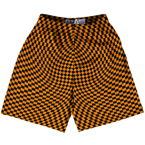 Warped Checkerboard Lacrosse Shorts Made In USA - Orange Tennessee And Black Warped Checkerboard Lacrosse Shorts Made In USA - Orange Tennessee And Black