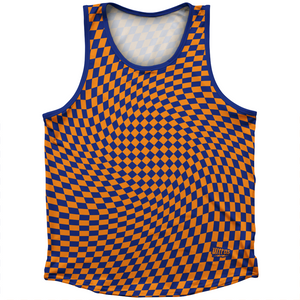 Warped Checkerboard Athletic Sport Tank Top Made In USA - Blue Royal And Tennessee Orange Warped Checkerboard Athletic Sport Tank Top Made In USA - Blue Royal And Tennessee Orange