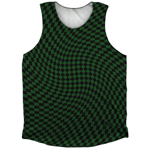 Warped Checkerboard Athletic Tank Top - Green Hunter And Black