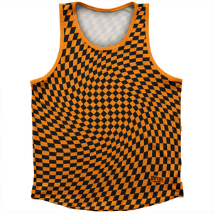 Warped Checkerboard Athletic Sport Tank Top Made In USA - Orange Tennessee And Black Warped Checkerboard Athletic Sport Tank Top Made In USA - Orange Tennessee And Black