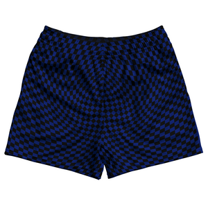 Warped Checkerboard Rugby Shorts Made In USA - Blue Royal And Black Warped Checkerboard Rugby Shorts Made In USA - Blue Royal And Black